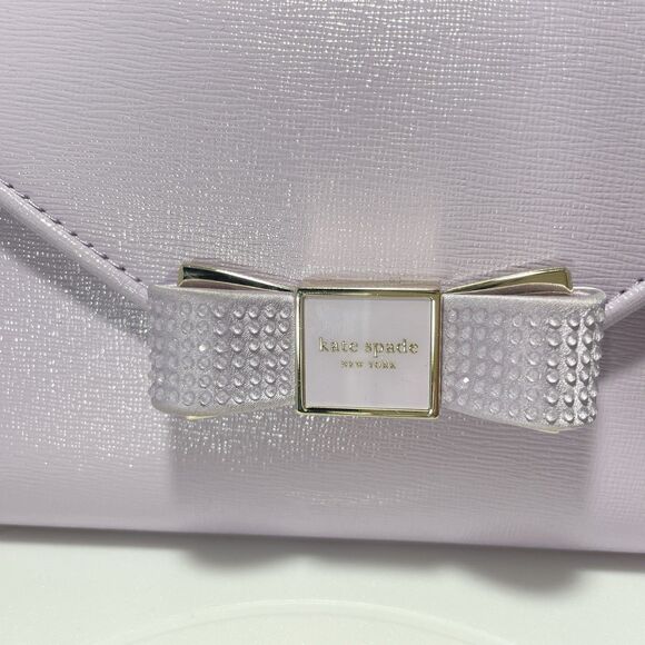 Kate Spade New York Morgan Bow Embellished Leather Envelope Crossbody Bag Purple - Picture 4 of 9
